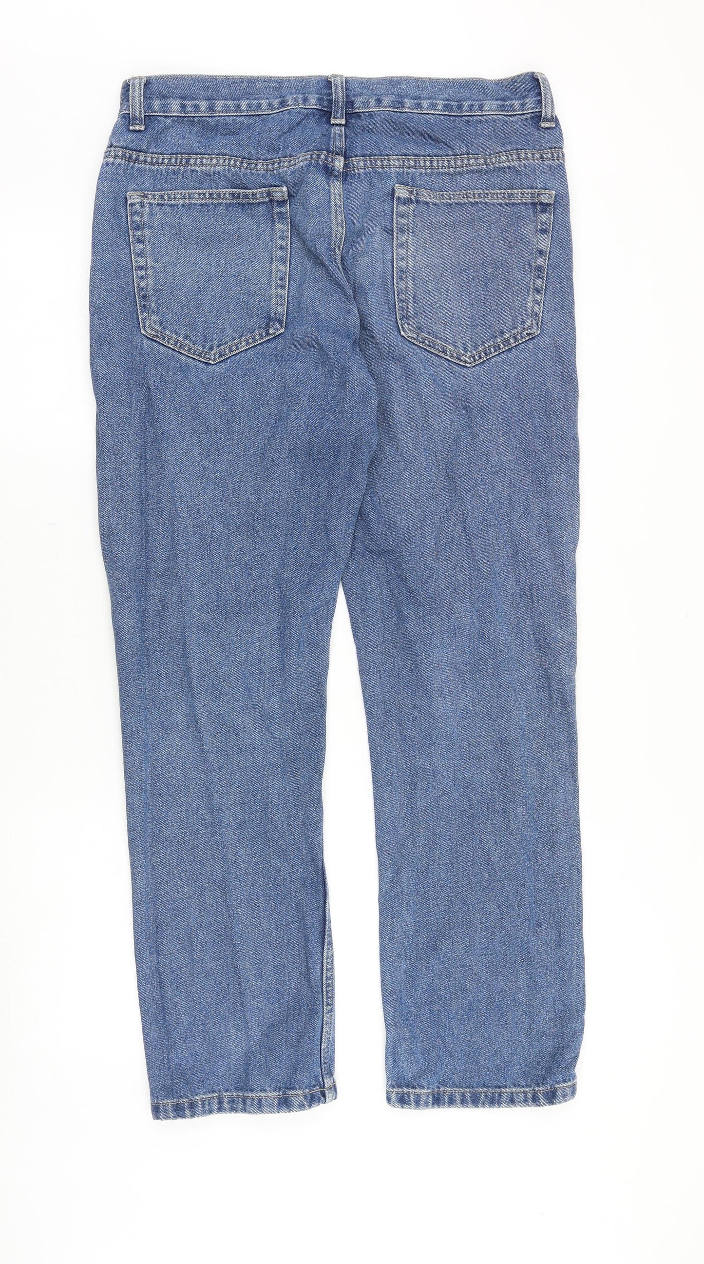 George Mens Blue Cotton Straight Jeans Size 34 in Regular Zip