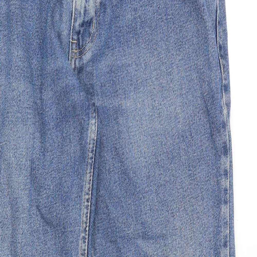 George Mens Blue Cotton Straight Jeans Size 34 in Regular Zip
