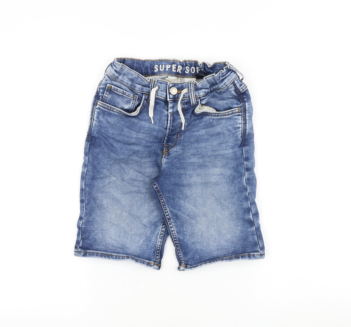 &Denim Boys Blue Cotton Bermuda Shorts Size 10-11 Years Regular Drawstring