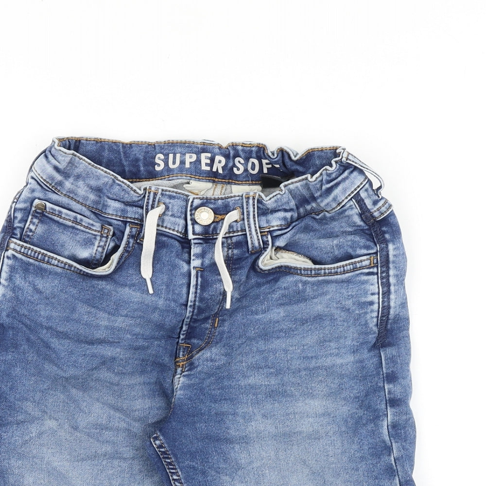 &Denim Boys Blue Cotton Bermuda Shorts Size 10-11 Years Regular Drawstring