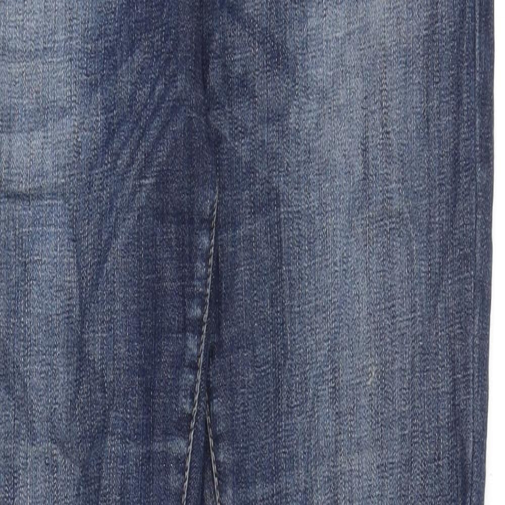 Marks and Spencer Womens Blue Cotton Straight Jeans Size 12 Regular Zip