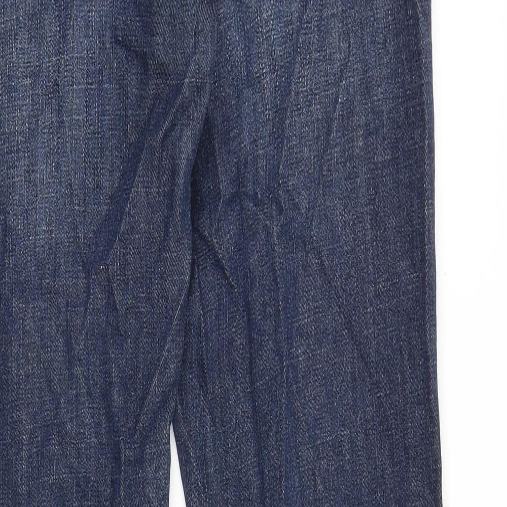Marks and Spencer Womens Blue Cotton Straight Jeans Size 12 Regular Zip