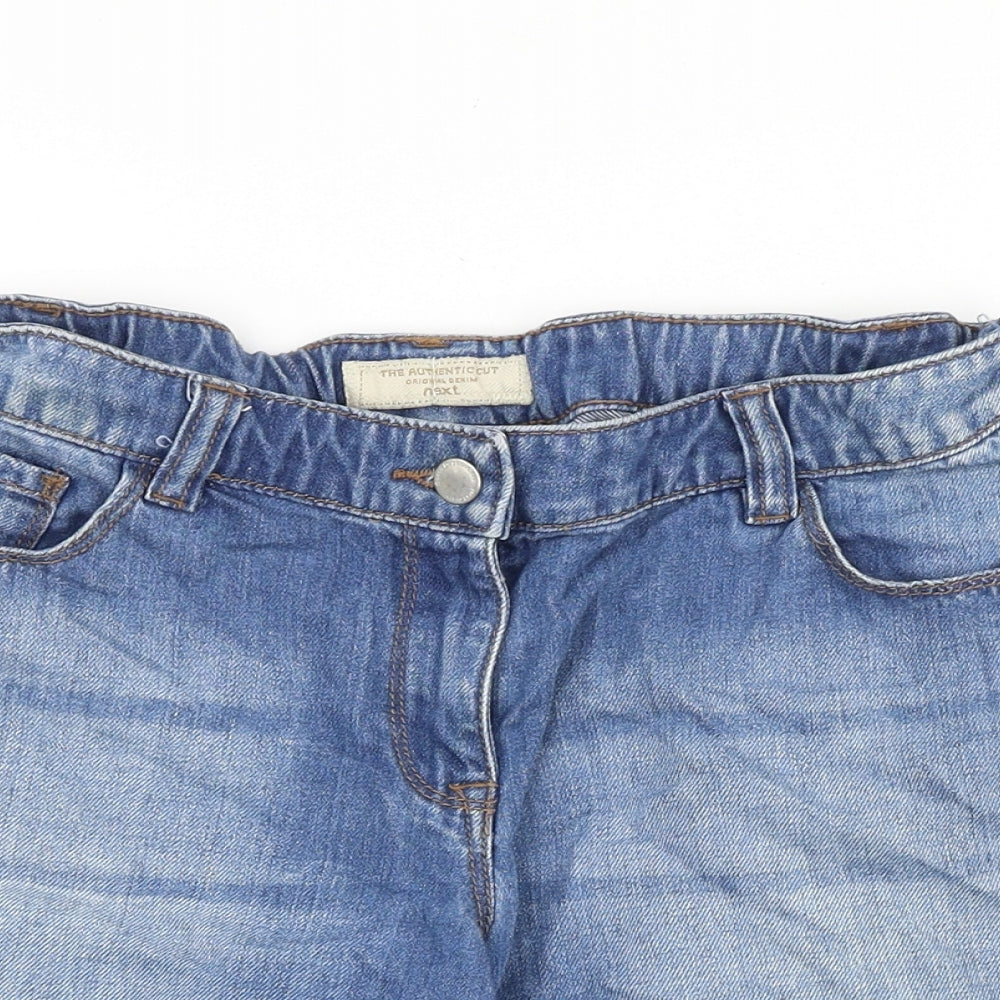 NEXT Girls Blue Cotton Mom Shorts Size 15 Years Regular Zip