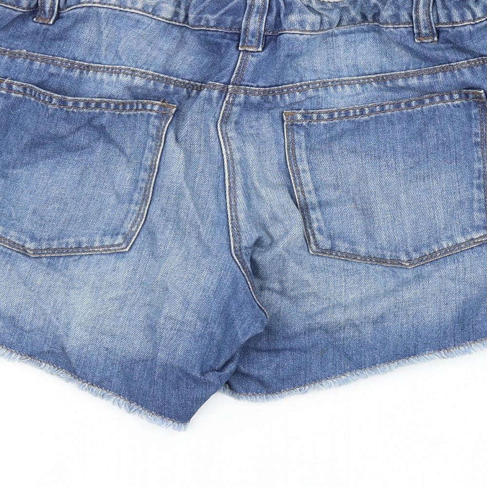 NEXT Girls Blue Cotton Mom Shorts Size 15 Years Regular Zip