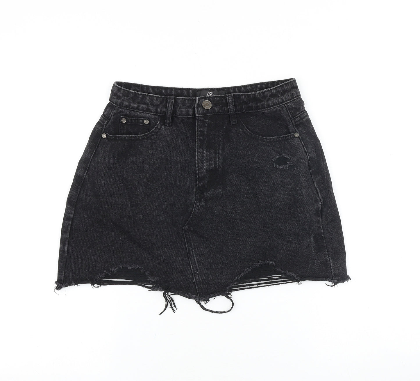 Missguided Womens Black Cotton Mini Skirt Size 6 Zip