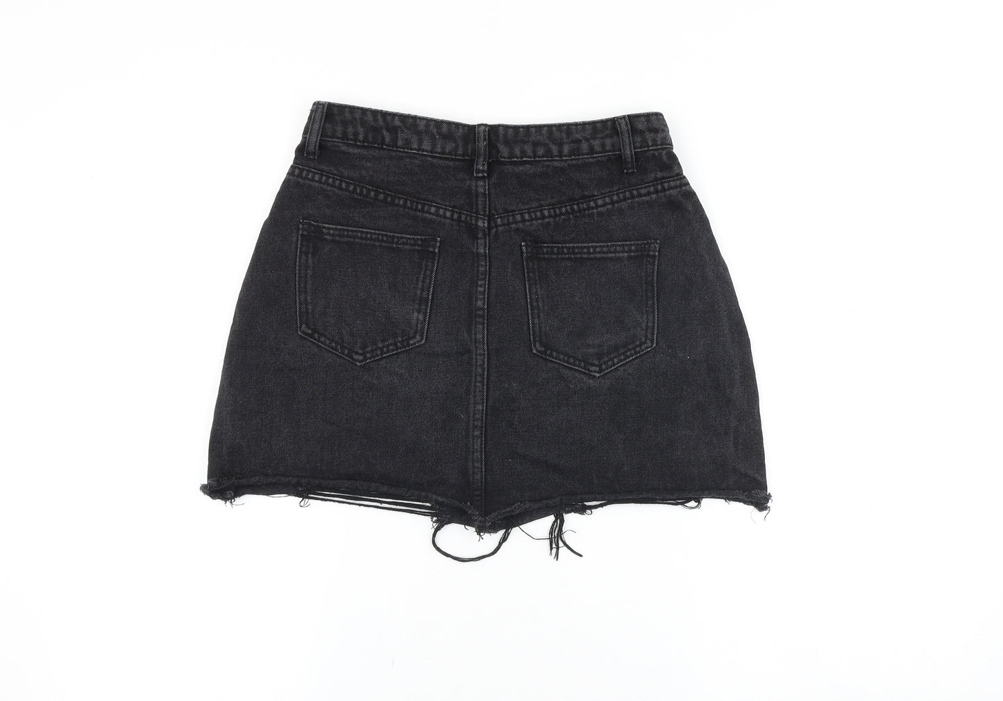 Missguided Womens Black Cotton Mini Skirt Size 6 Zip