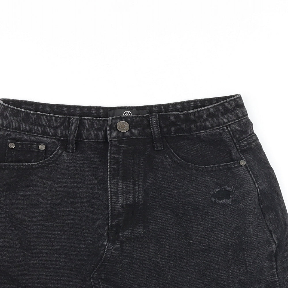 Missguided Womens Black Cotton Mini Skirt Size 6 Zip