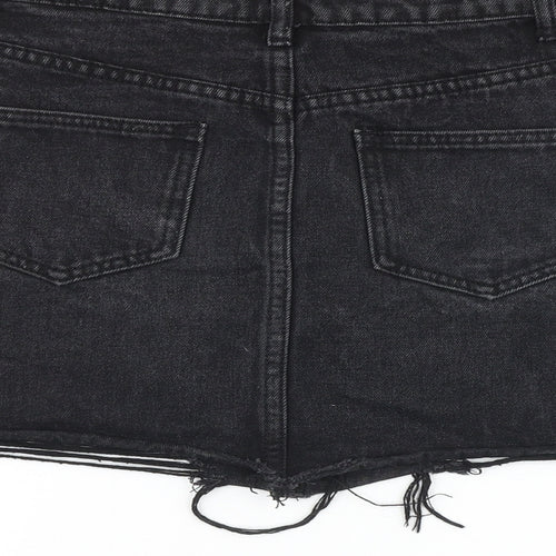 Missguided Womens Black Cotton Mini Skirt Size 6 Zip