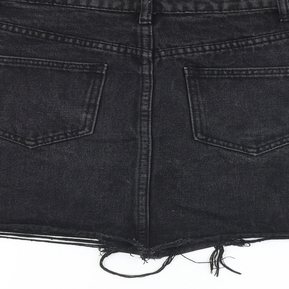 Missguided Womens Black Cotton Mini Skirt Size 6 Zip