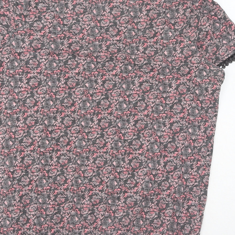 NEXT Womens Pink Floral Cotton Basic T-Shirt Size 10 Boat Neck