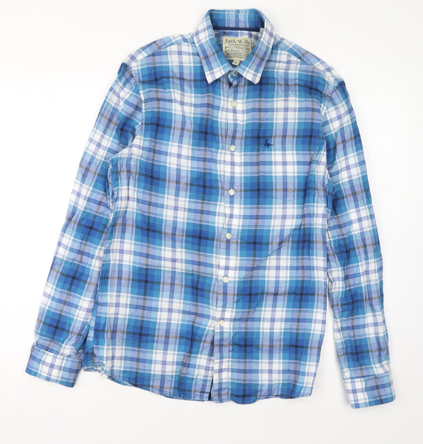 Jack Wills Mens Blue Plaid Cotton Dress Shirt Size M Collared Button