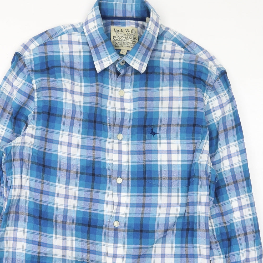 Jack Wills Mens Blue Plaid Cotton Dress Shirt Size M Collared Button