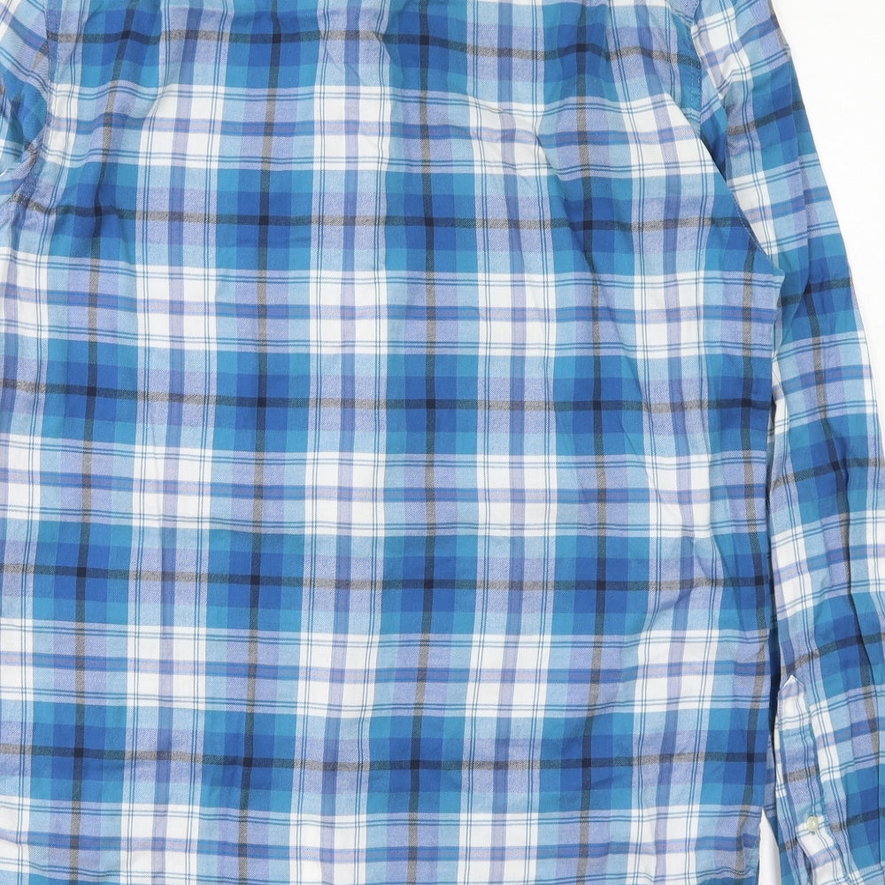 Jack Wills Mens Blue Plaid Cotton Dress Shirt Size M Collared Button