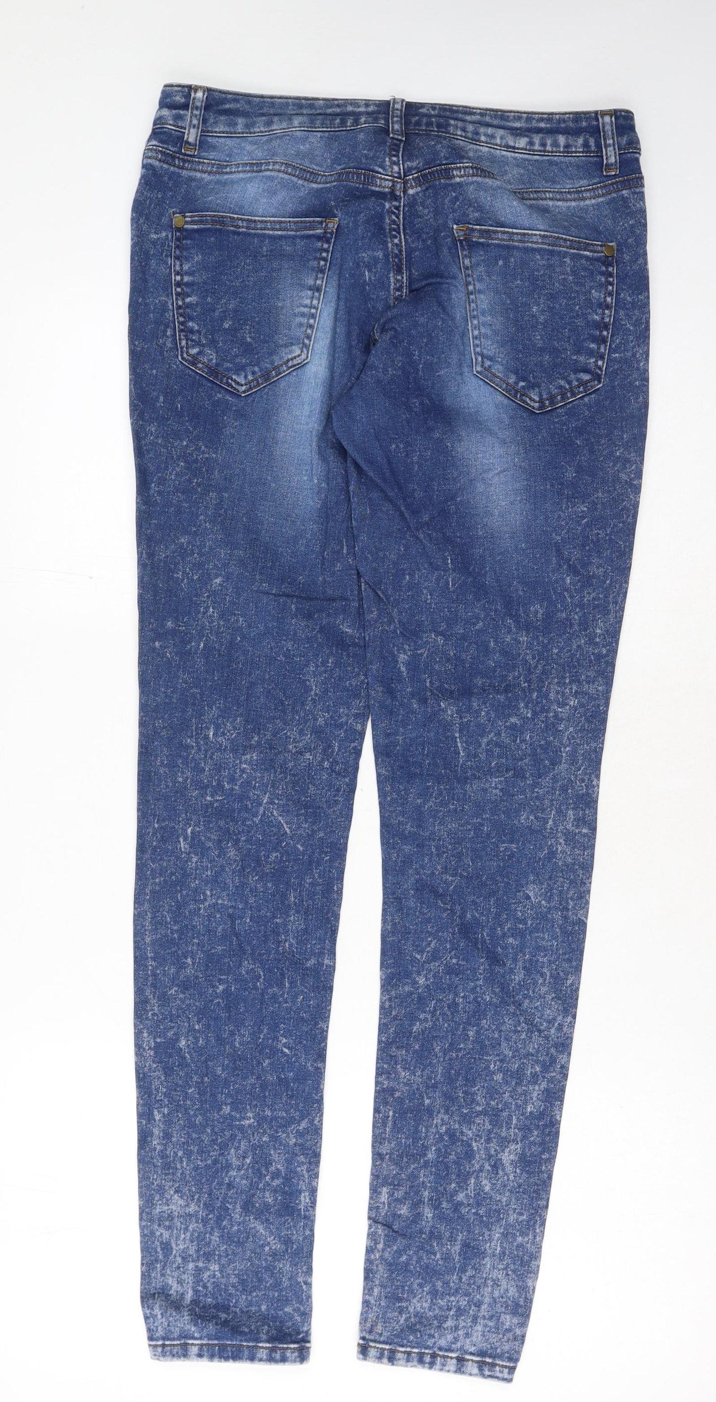 Miss Selfridge Womens Blue Cotton Skinny Jeans Size 12 Regular Button