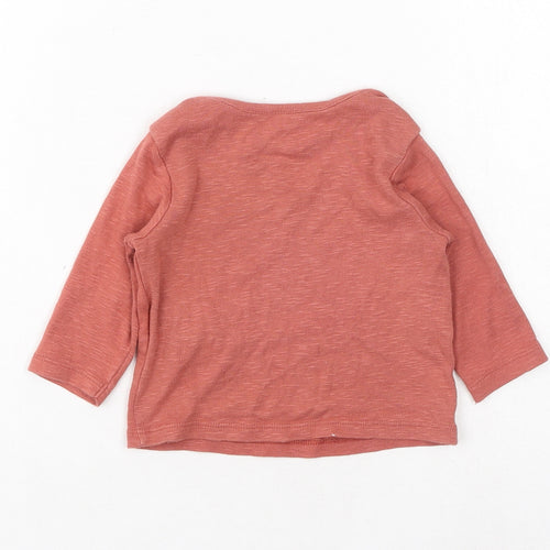 Marks and Spencer Baby Red Cotton Basic T-Shirt Size 3-6 Months Round Neck Pullover - Rhino, Please Look After Me