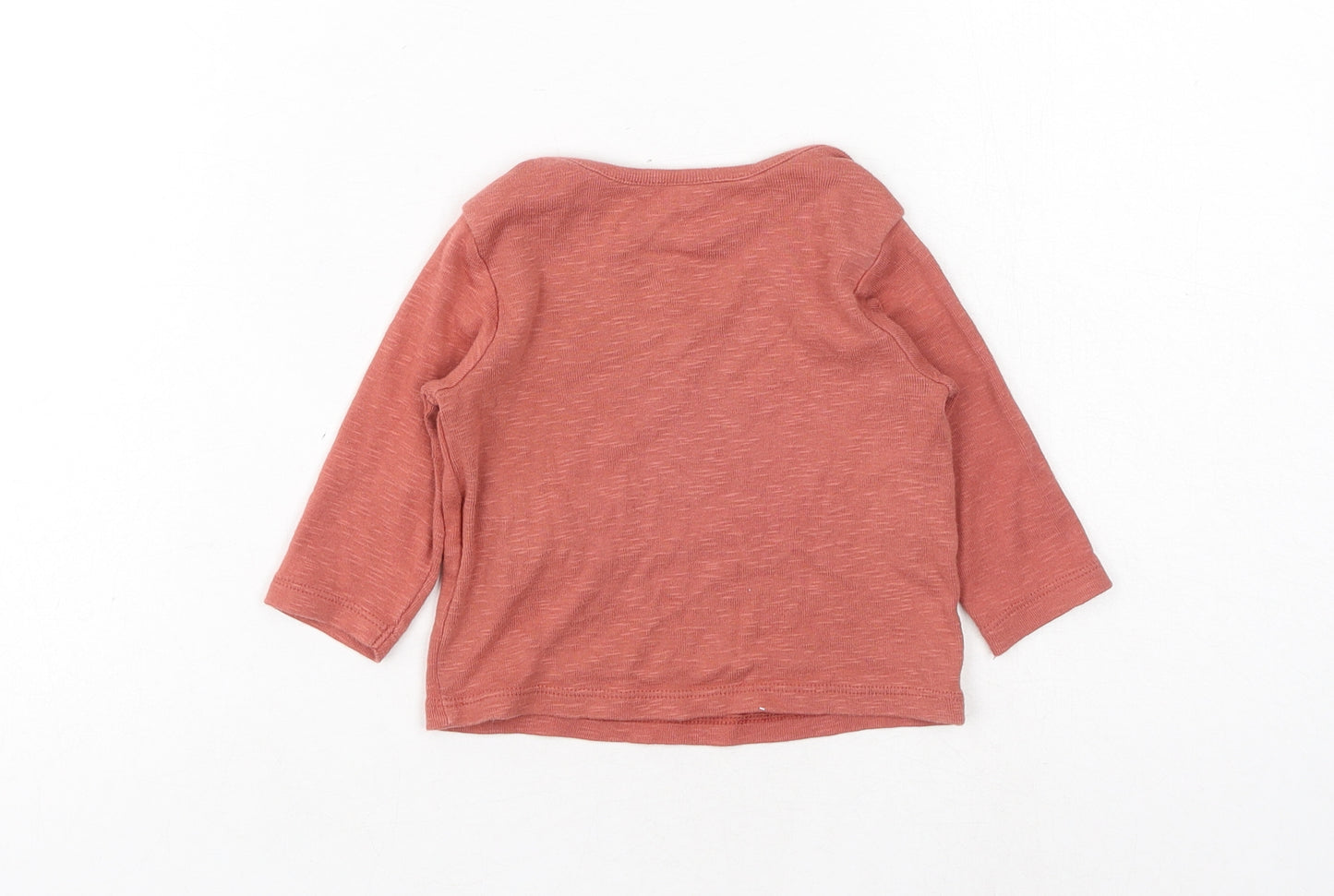 Marks and Spencer Baby Red Cotton Basic T-Shirt Size 3-6 Months Round Neck Pullover - Rhino, Please Look After Me
