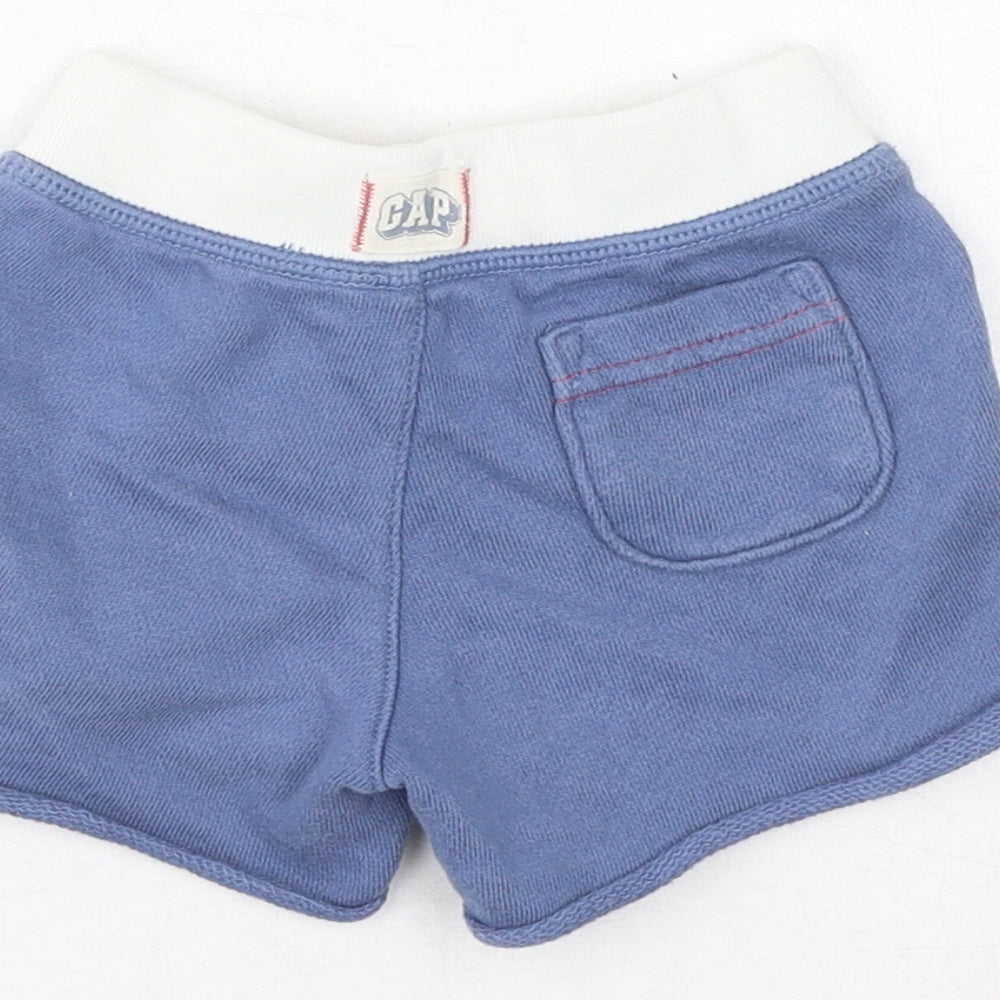 Gap Boys Blue Cotton Cropped Trousers Size 3-6 Months L50 cm Drawstring