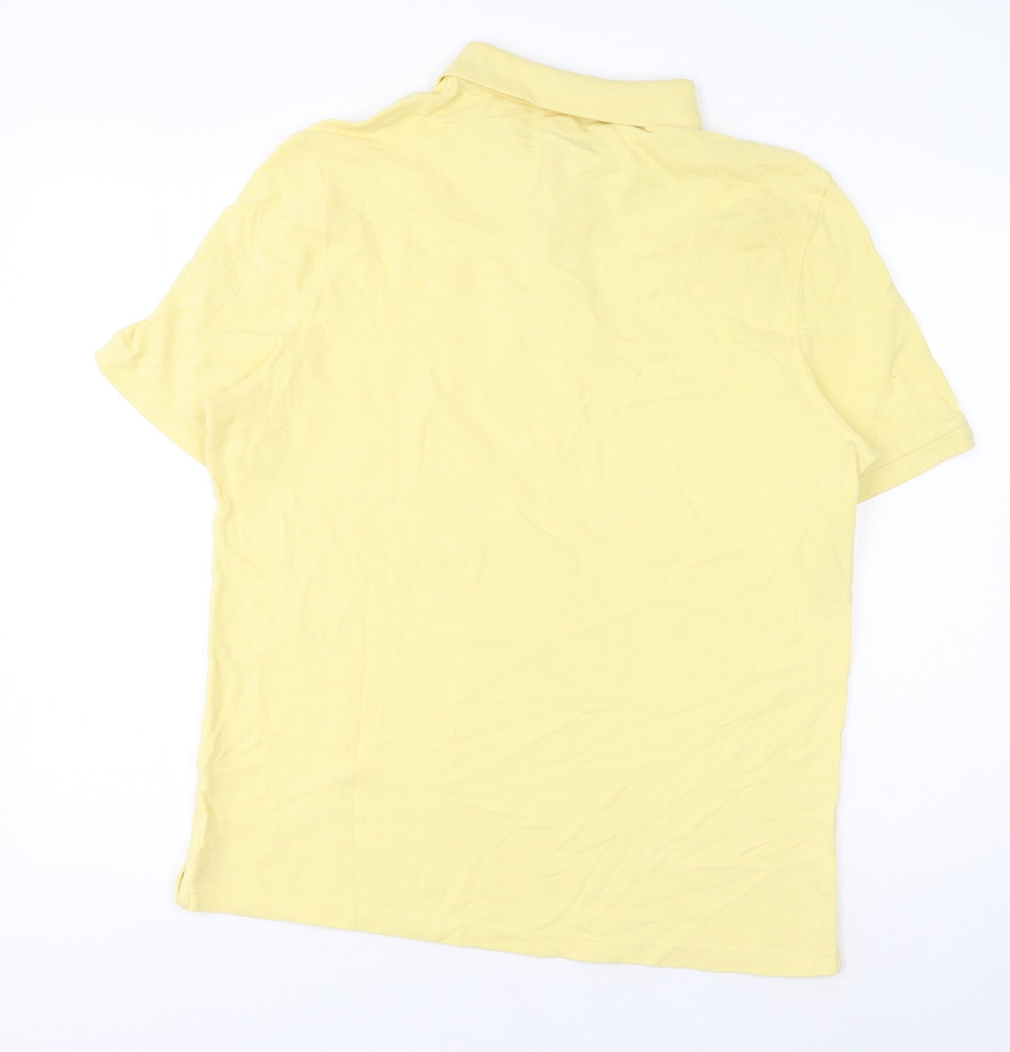 Marks and Spencer Mens Yellow Cotton Polo Size L Collared Button