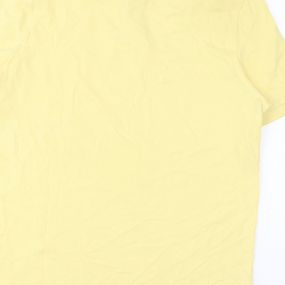 Marks and Spencer Mens Yellow Cotton Polo Size L Collared Button
