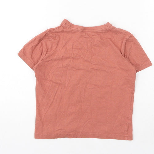 Primark Boys Orange Cotton Basic T-Shirt Size 6-7 Years Round Neck Pullover - Safari Animals