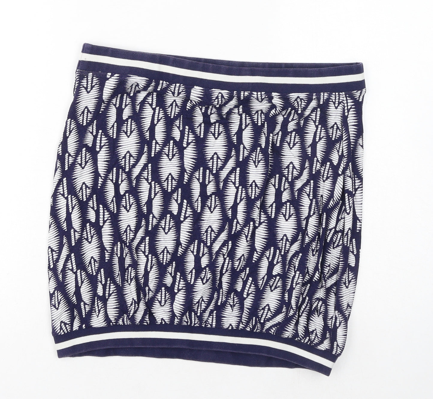 NEXT Womens Blue Geometric Viscose Bandage Skirt Size 16