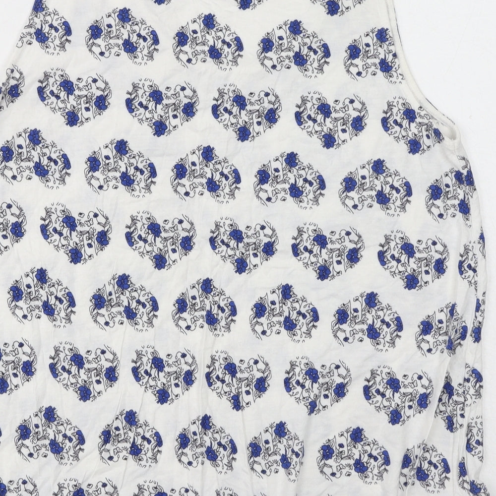 Dorothy Perkins Womens White Floral Viscose Basic Tank Size 16 Scoop Neck