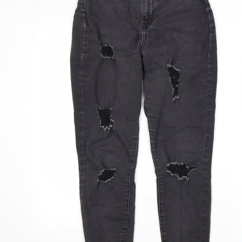 Boohoo Womens Black Cotton Skinny Jeans Size 10 L27 in Regular Zip