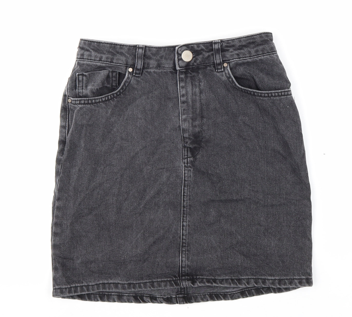 ASOS Womens Black Cotton Straight & Pencil Skirt Size 8 Zip