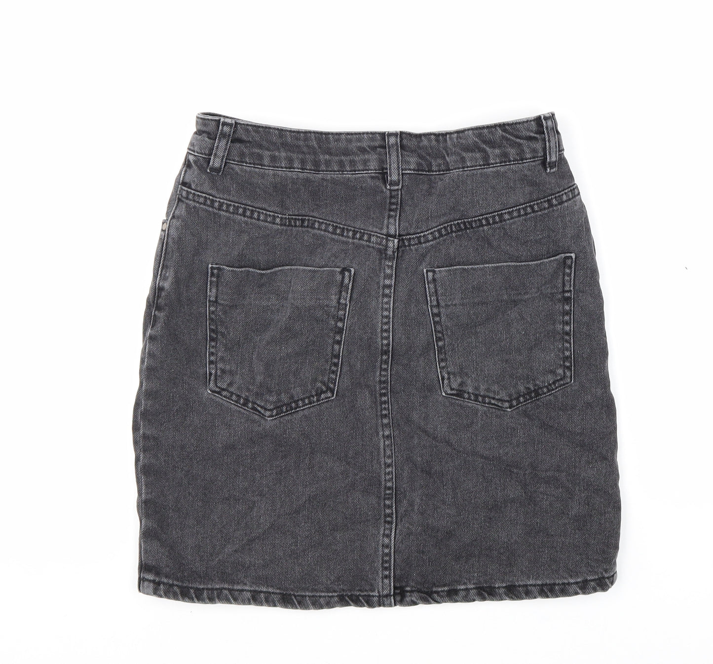 ASOS Womens Black Cotton Straight & Pencil Skirt Size 8 Zip