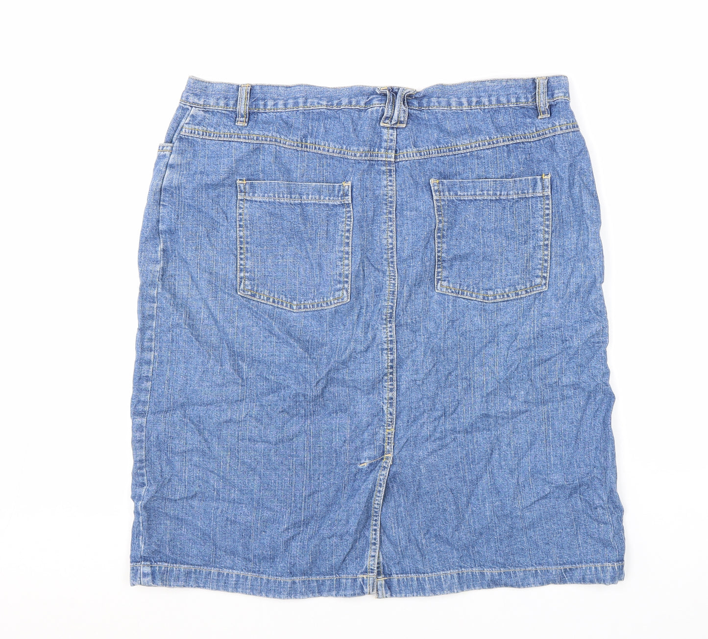 George Womens Blue Cotton Straight & Pencil Skirt Size 18 Zip