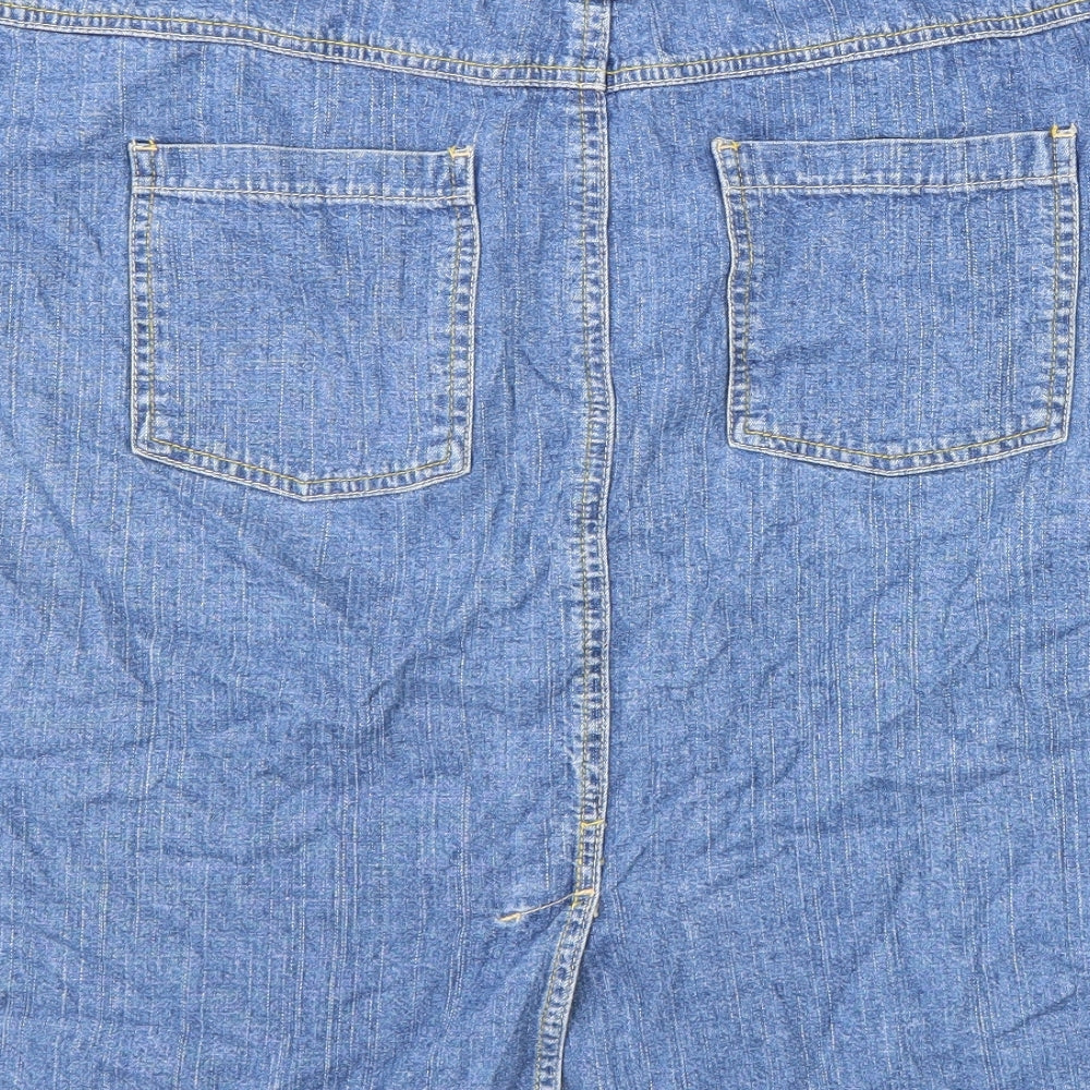 George Womens Blue Cotton Straight & Pencil Skirt Size 18 Zip