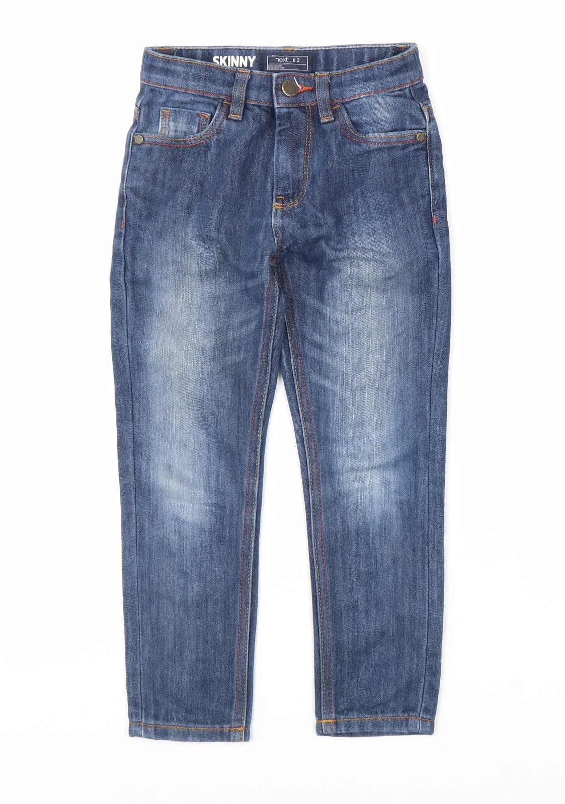 NEXT Boys Blue Cotton Straight Jeans Size 7 Years Regular Zip