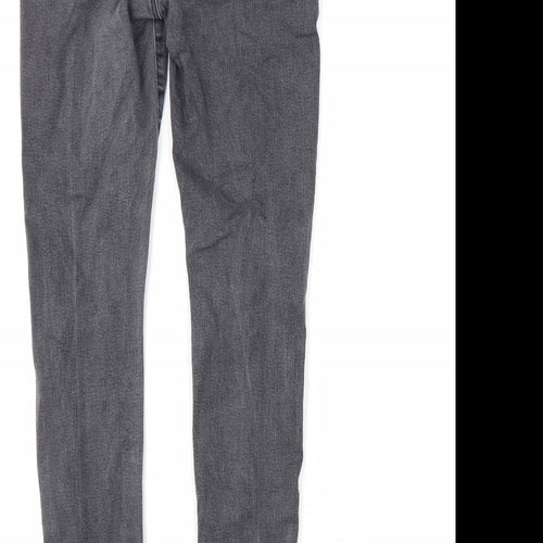 Michelle Keegan Womens Grey Herringbone Cotton Skinny Jeans Size 8 L30 in Regular Zip