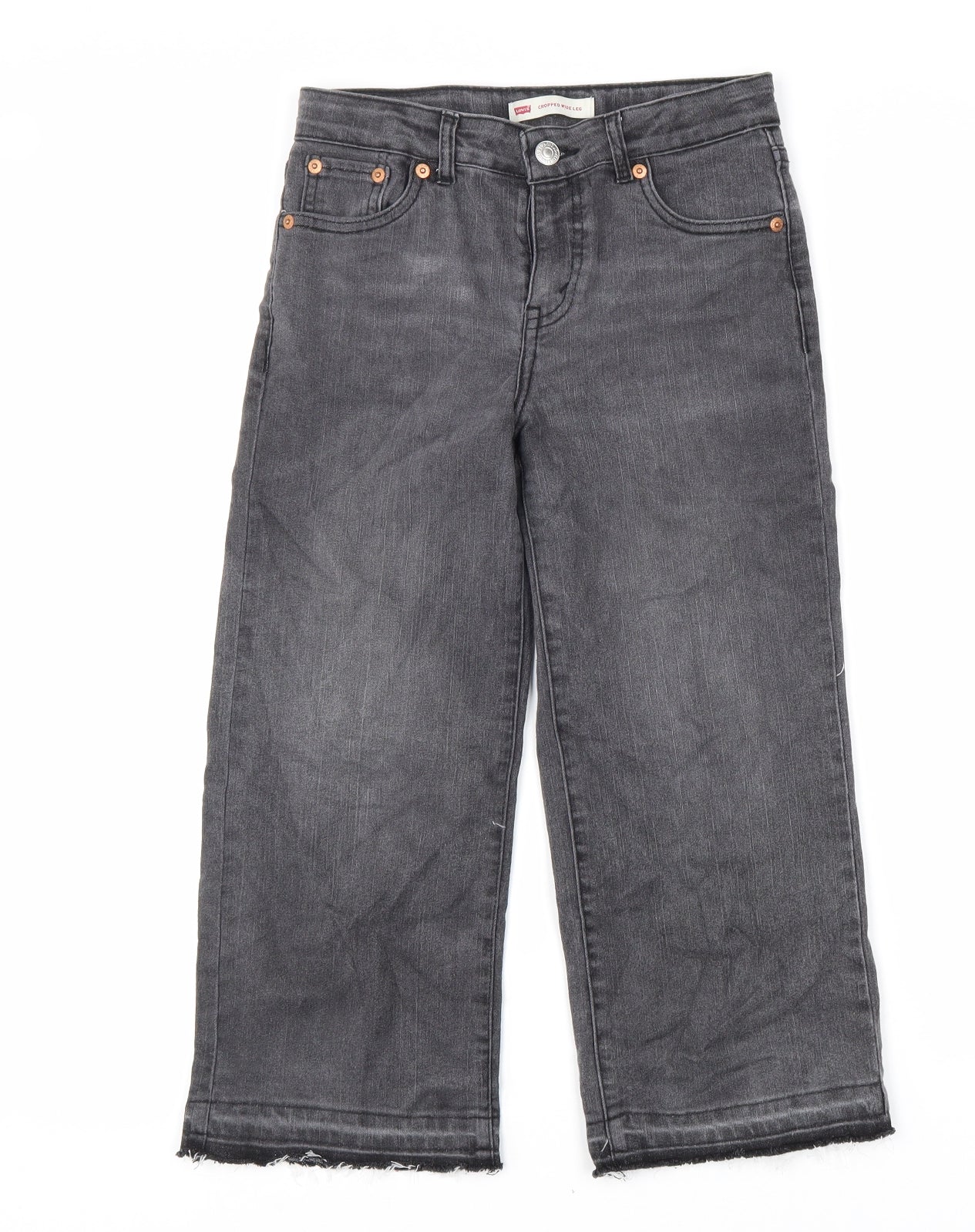 Signature by Levi Strauss & Co. Womens Grey Cotton Wide-Leg Jeans Size 10 L20 in Regular Zip