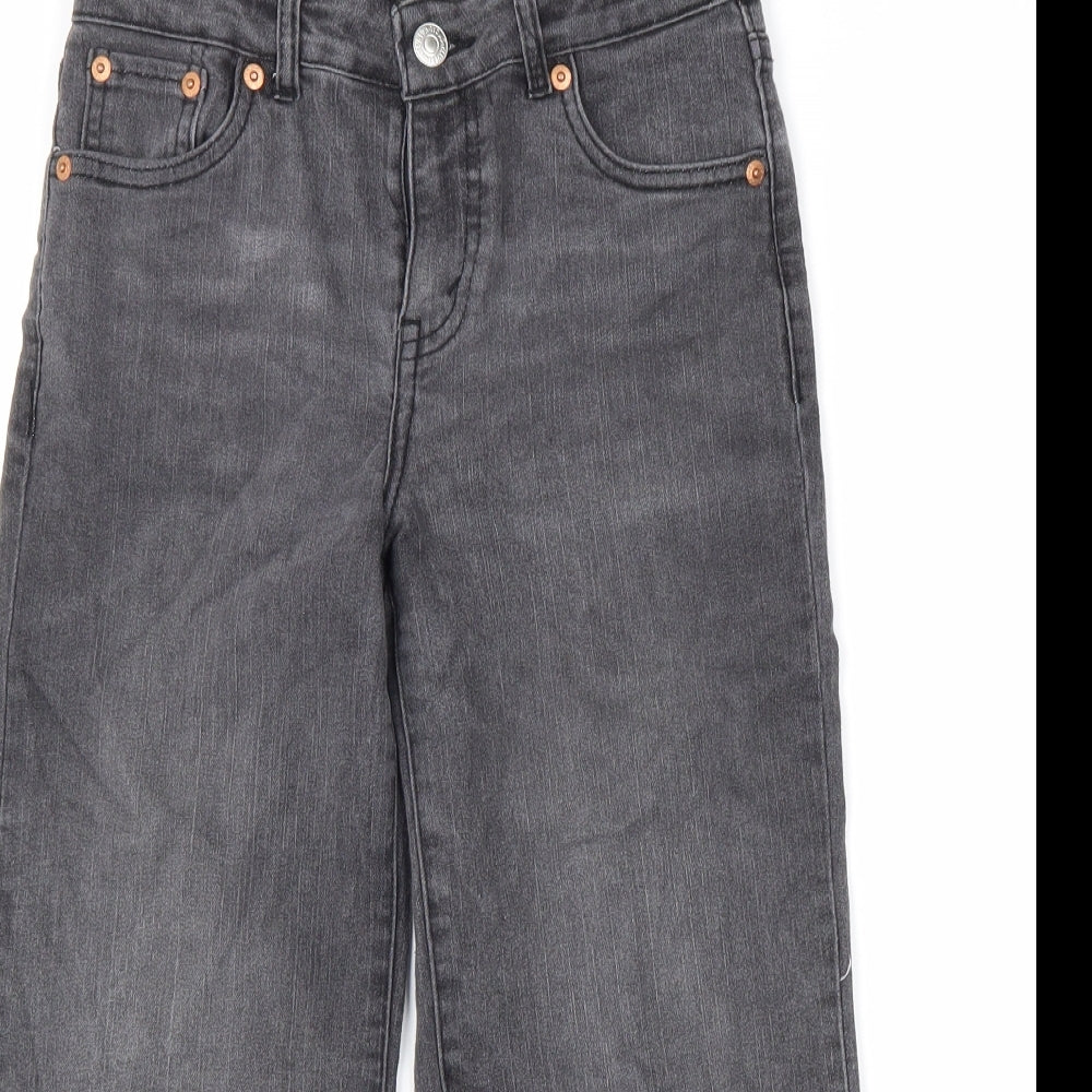 Signature by Levi Strauss & Co. Womens Grey Cotton Wide-Leg Jeans Size 10 L20 in Regular Zip