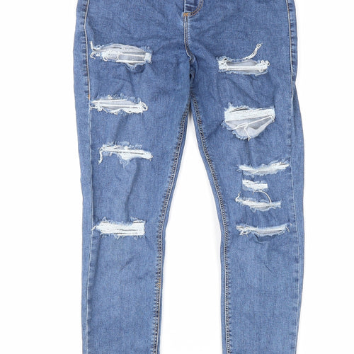 Topshop Womens Blue Cotton Skinny Jeans Size 30 in L29 in Regular Zip