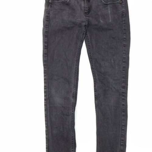 Topman Mens Black Cotton Skinny Jeans Size 28 in L30 in Regular Zip
