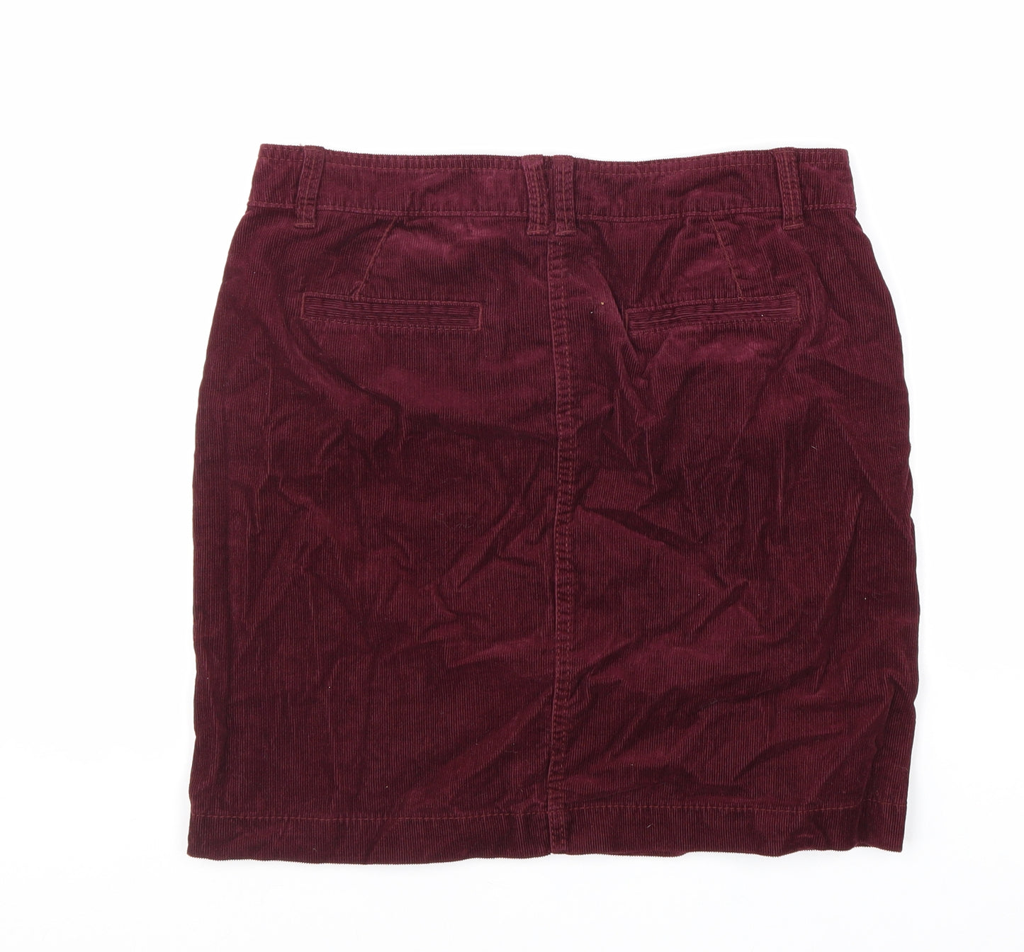 Marks and Spencer Womens Red Cotton Straight & Pencil Skirt Size 10 Zip