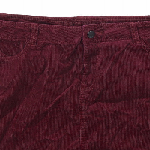 Marks and Spencer Womens Red Cotton Straight & Pencil Skirt Size 10 Zip