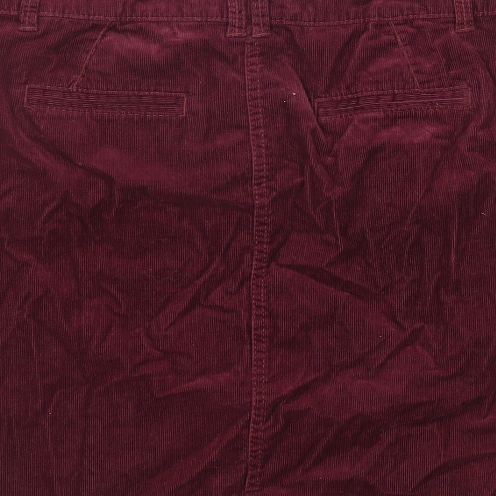 Marks and Spencer Womens Red Cotton Straight & Pencil Skirt Size 10 Zip