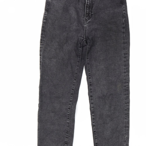 Stradivarius Womens Grey Cotton Tapered Jeans Size 12 L28 in Regular Zip
