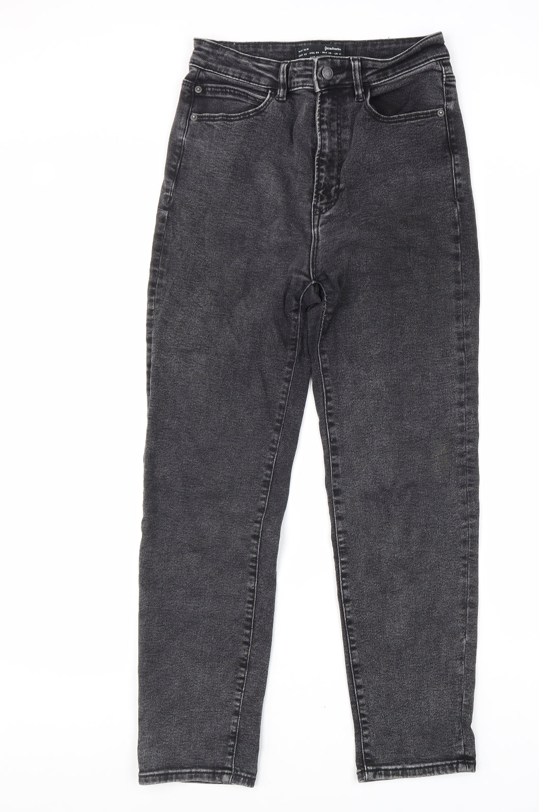 Stradivarius Womens Grey Cotton Tapered Jeans Size 12 L28 in Regular Zip