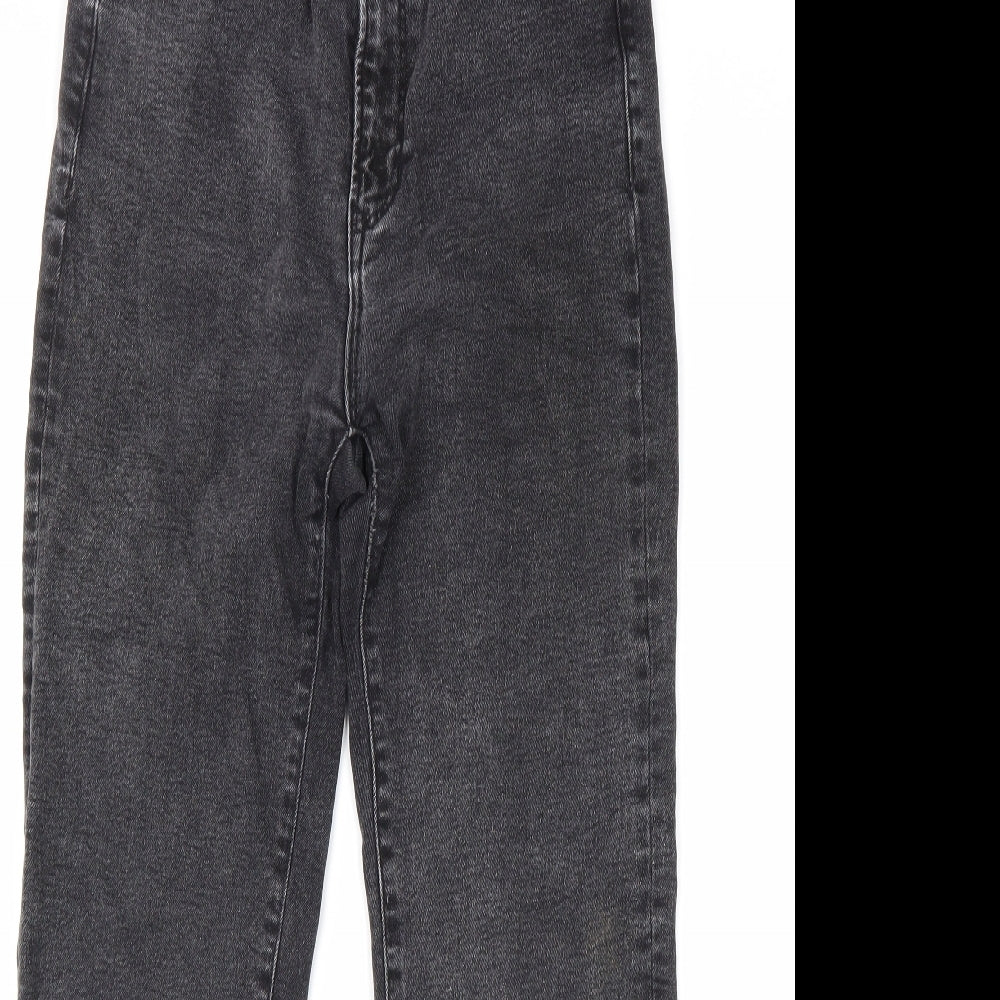 Stradivarius Womens Grey Cotton Tapered Jeans Size 12 L28 in Regular Zip