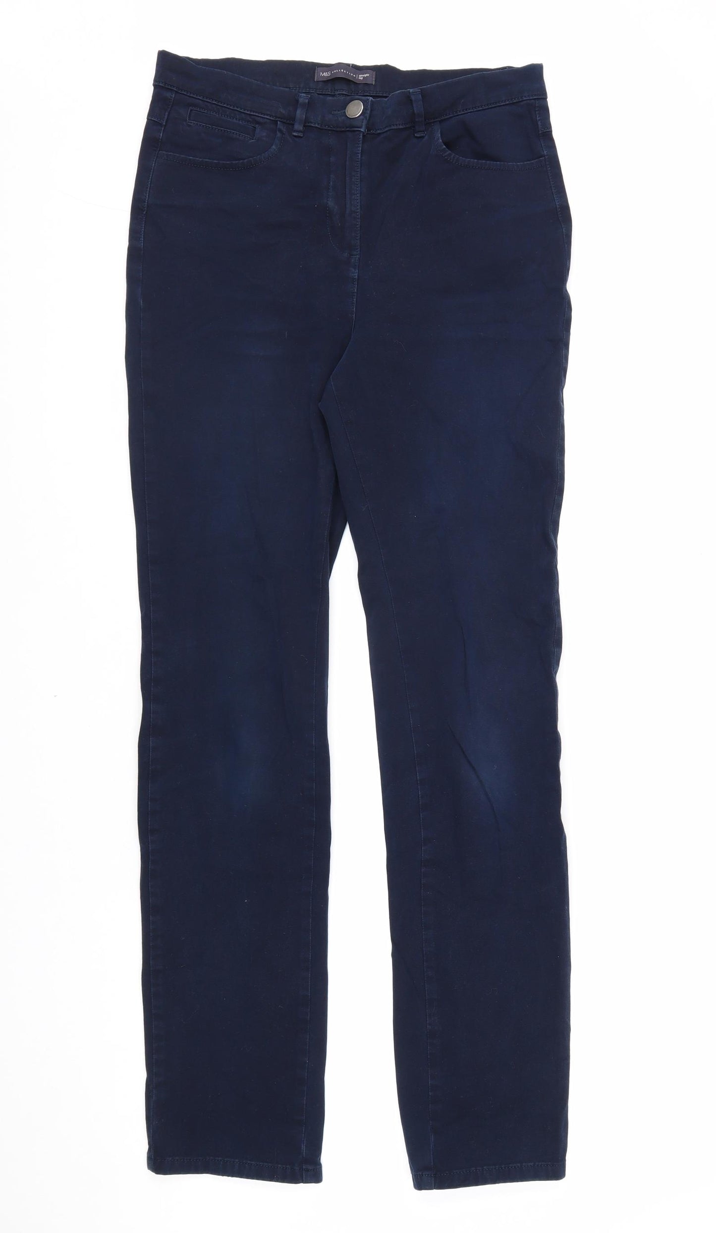 Marks and Spencer Womens Blue Cotton Skinny Jeans Size 10 L32 in Regular Zip