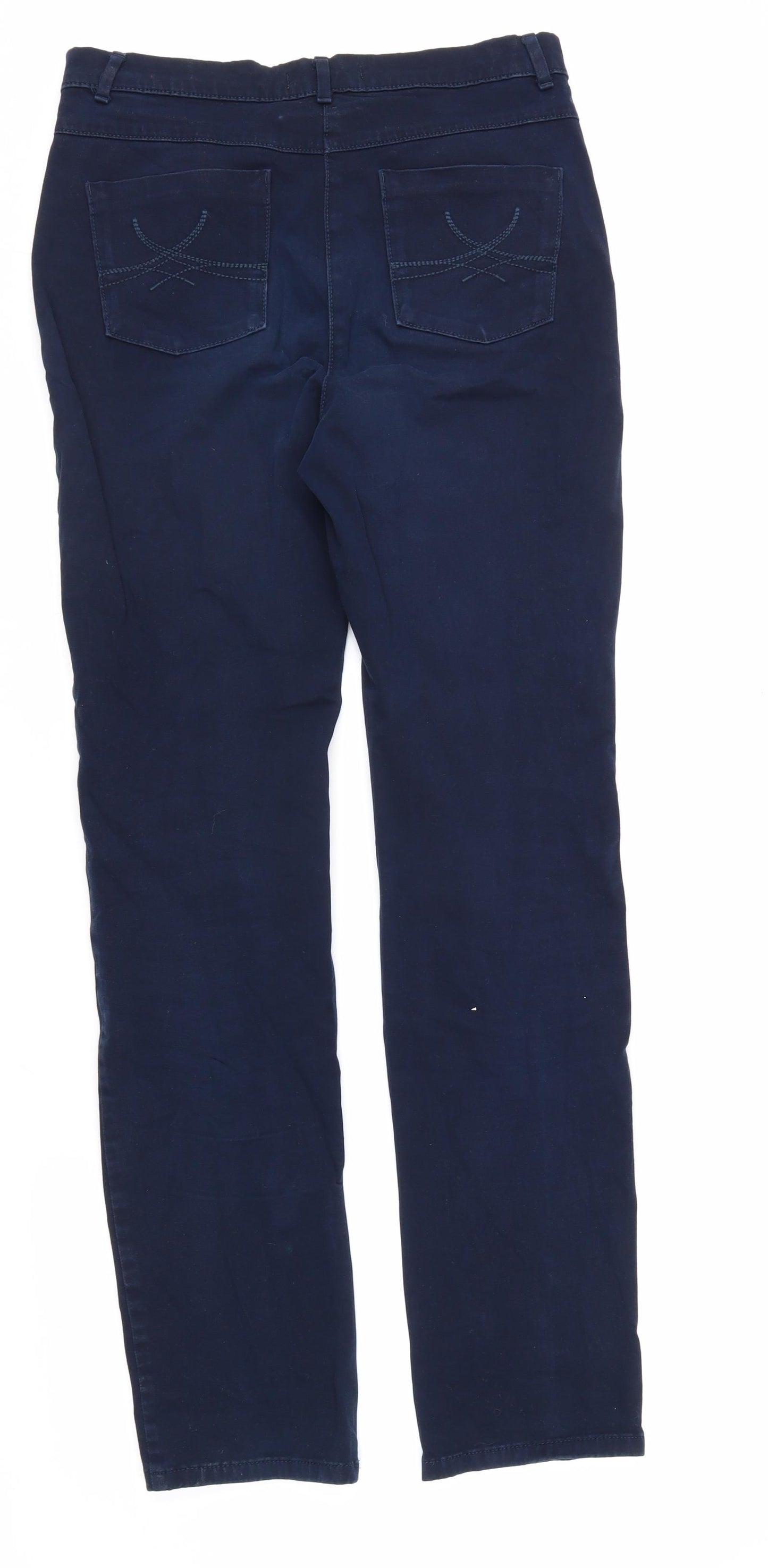 Marks and Spencer Womens Blue Cotton Skinny Jeans Size 10 L32 in Regular Zip