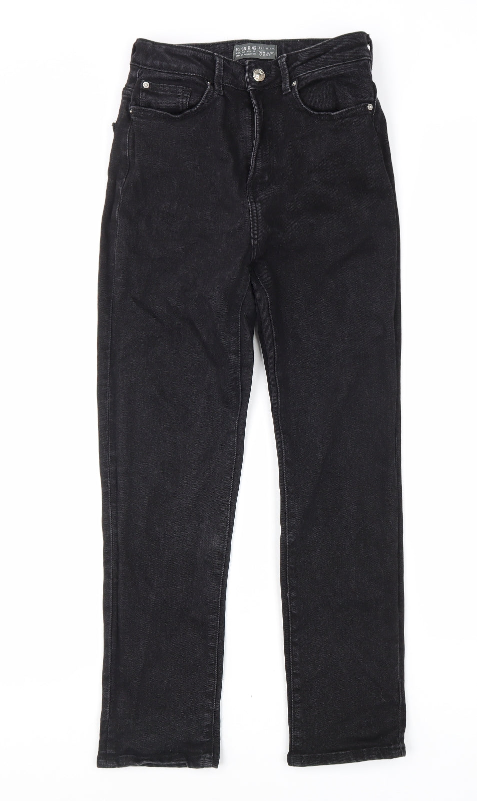Denim & Co. Womens Black Cotton Straight Jeans Size 10 L30 in Regular Zip