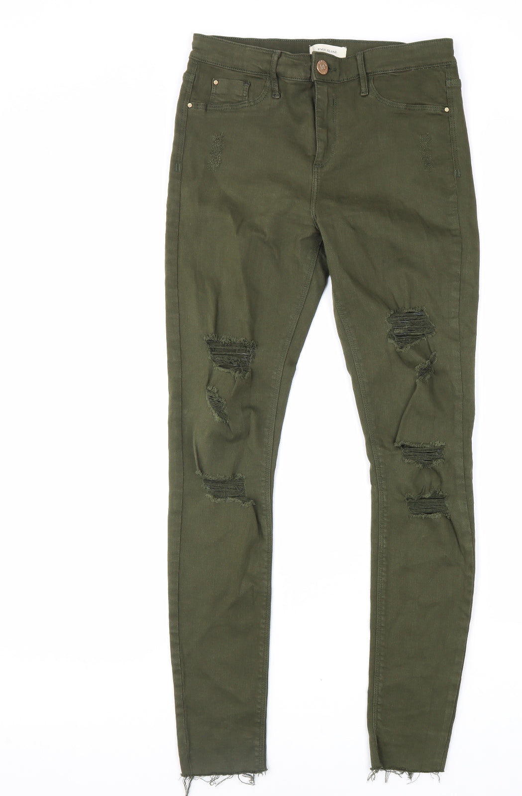 River Island Womens Green Cotton Skinny Jeans Size 12 L31 in Regular Zip