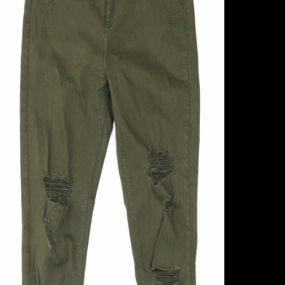 River Island Womens Green Cotton Skinny Jeans Size 12 L31 in Regular Zip