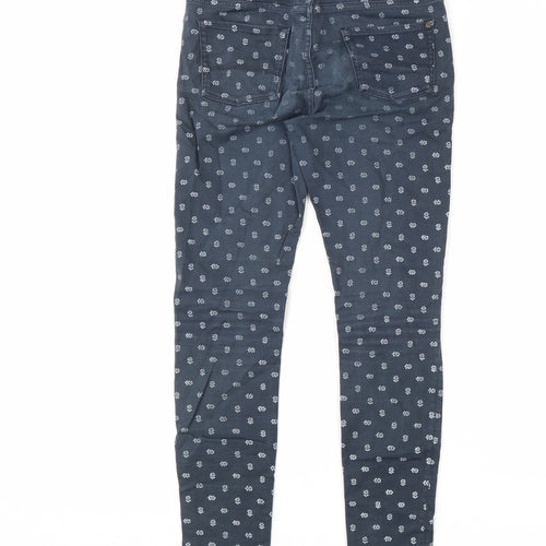 Jack Wills Womens Blue Floral Cotton Skinny Jeans Size 30 in L30 in Regular Zip
