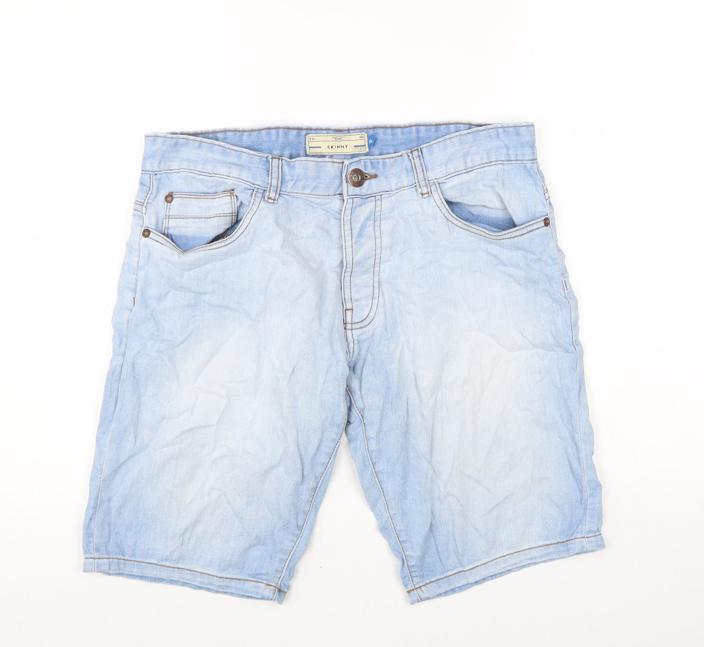 NEXT Mens Blue Cotton Biker Shorts Size 32 in L11 in Regular Zip